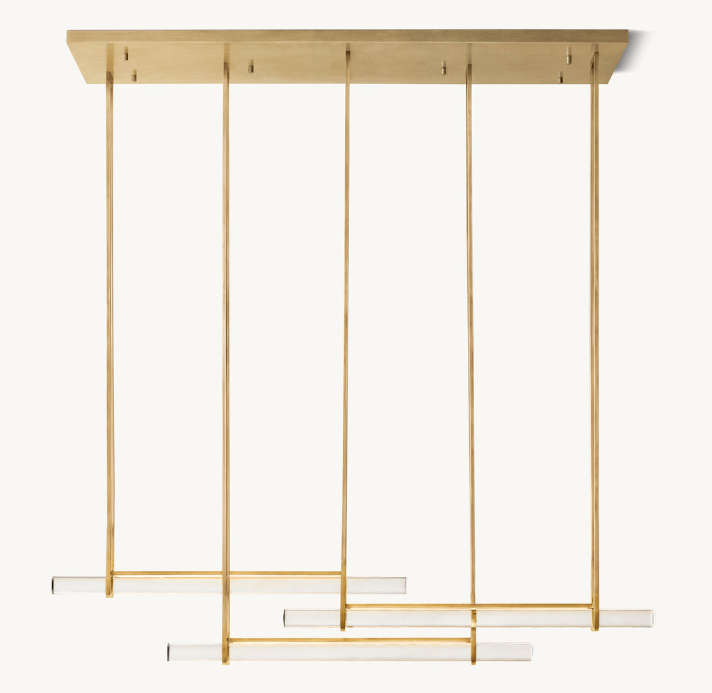Sculptural Audubon Crystal Triple Bar Linear Chandelier, alternate view