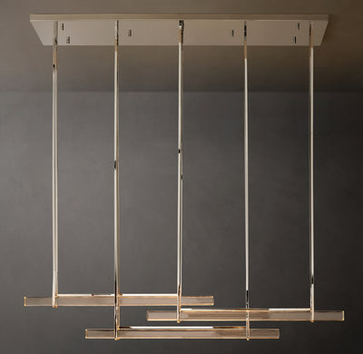 Sculptural Audubon Crystal Triple Bar Linear Chandelier – 72"