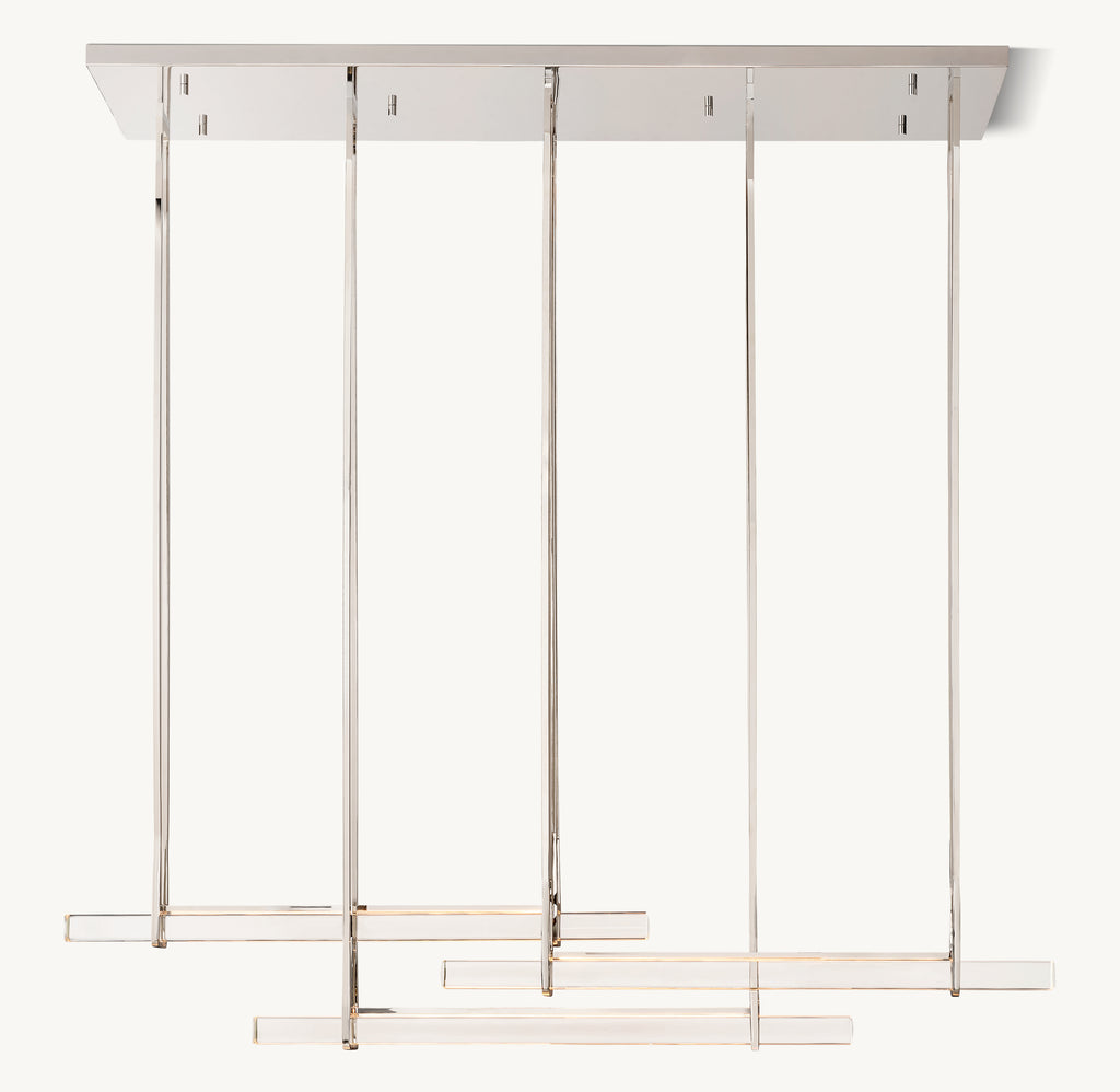 Sculptural Audubon Crystal Triple Bar Linear Chandelier, alternate view