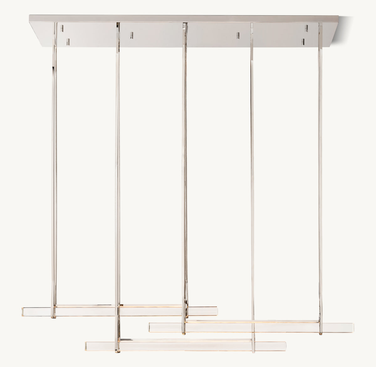 Sculptural Audubon Crystal Triple Bar Linear Chandelier, alternate view