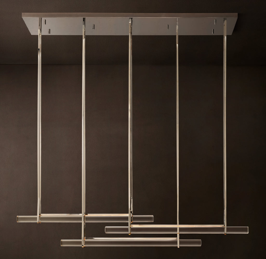Sculptural Audubon Crystal Triple Bar Linear Chandelier – 72"