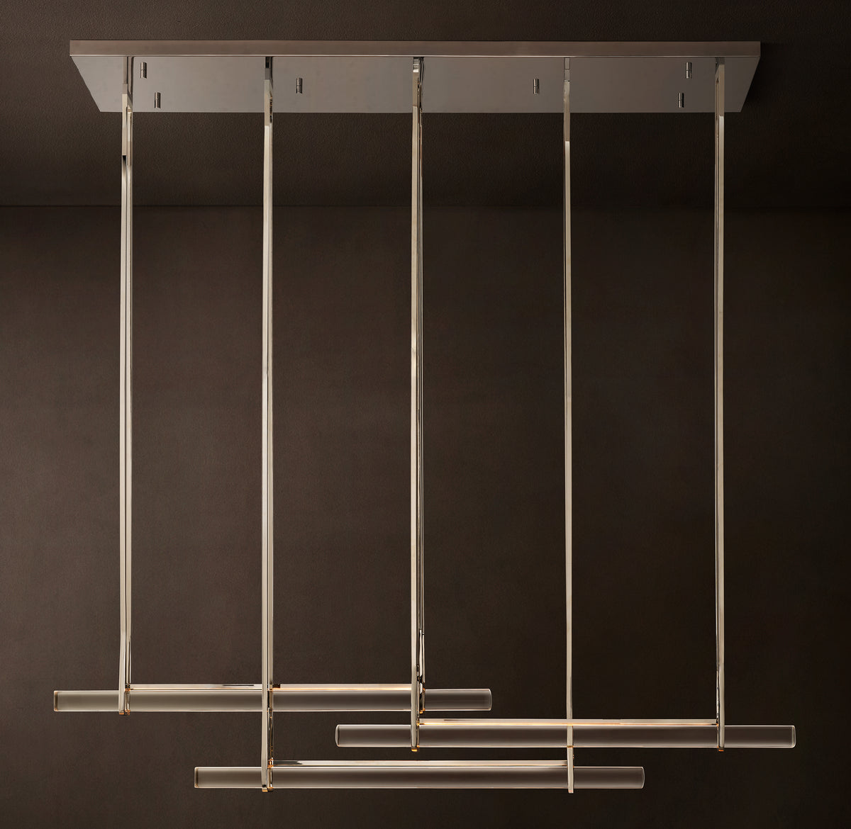 Sculptural Audubon Crystal Triple Bar Linear Chandelier – 72"