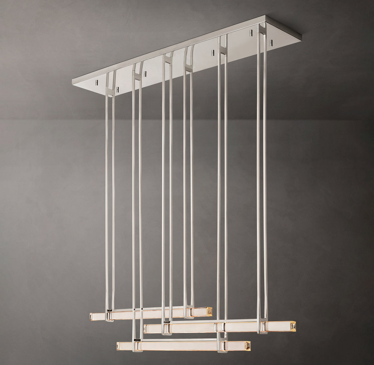 Sculptural Audubon Crystal Triple Bar Linear Chandelier – 72"