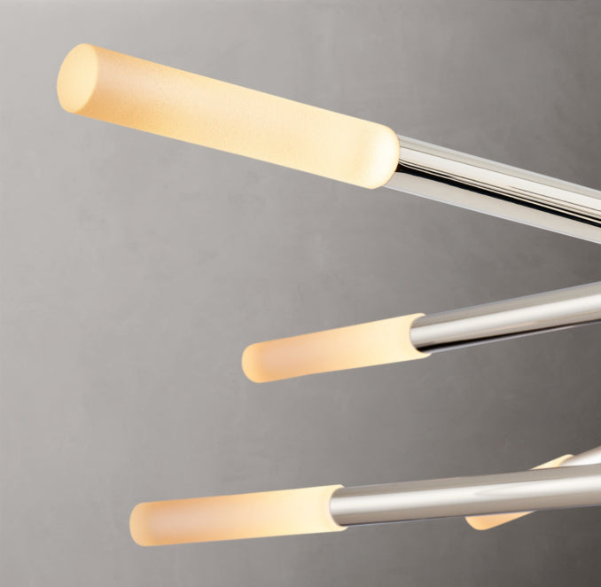 Sculptural Rousseau 10-Light Mobile Etched Rod Chandelier