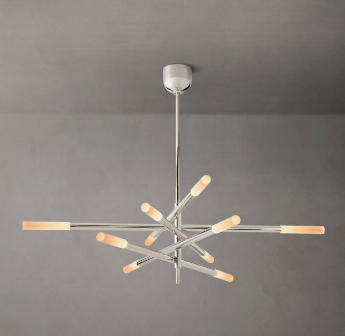 Sculptural Rousseau 10-Light Mobile Etched Rod Chandelier
