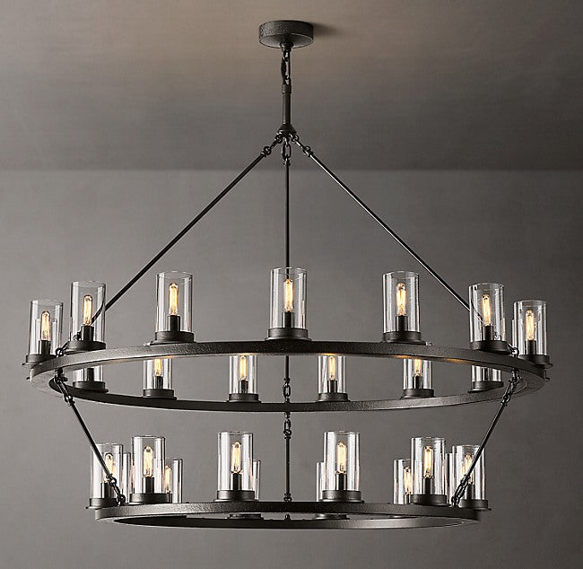 Ondra Round Two-Tier Clear Glass Chandelier