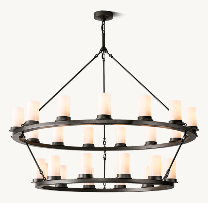 Artisan Ondra Round Two-Tier Milk Glass Chandelier