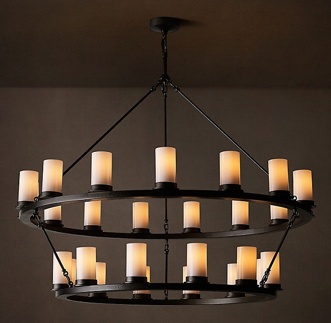 Ondra Round Two-Tier Milk Glass Chandelier