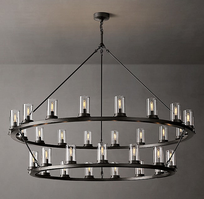 Ondra Round Two-Tier Clear Glass Chandelier