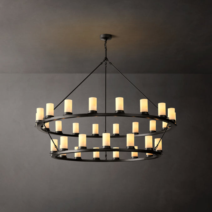 Artisan Ondra Round Two-Tier Milk Glass Chandelier