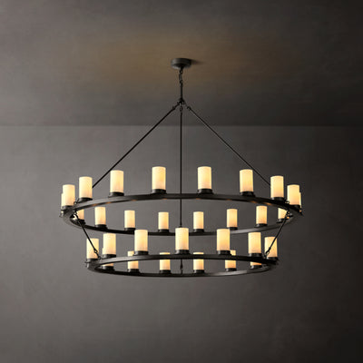 Artisan Ondra Round Two-Tier Milk Glass Chandelier