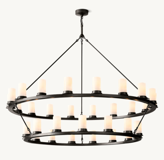 Artisan Ondra Round Two-Tier Milk Glass Chandelier