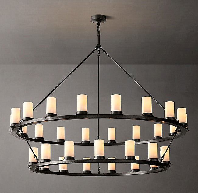 Ondra Round Two-Tier Milk Glass Chandelier