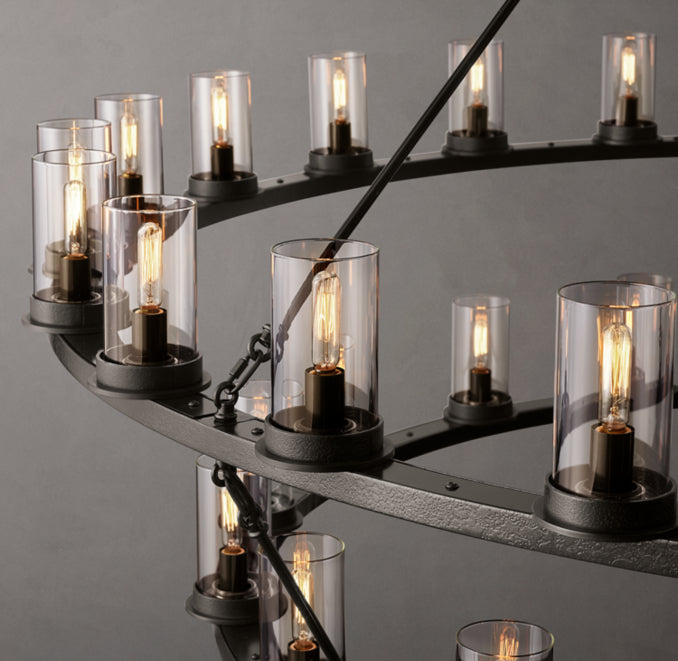Artisan Ondra Round Two-Tier Clear Glass Chandelier