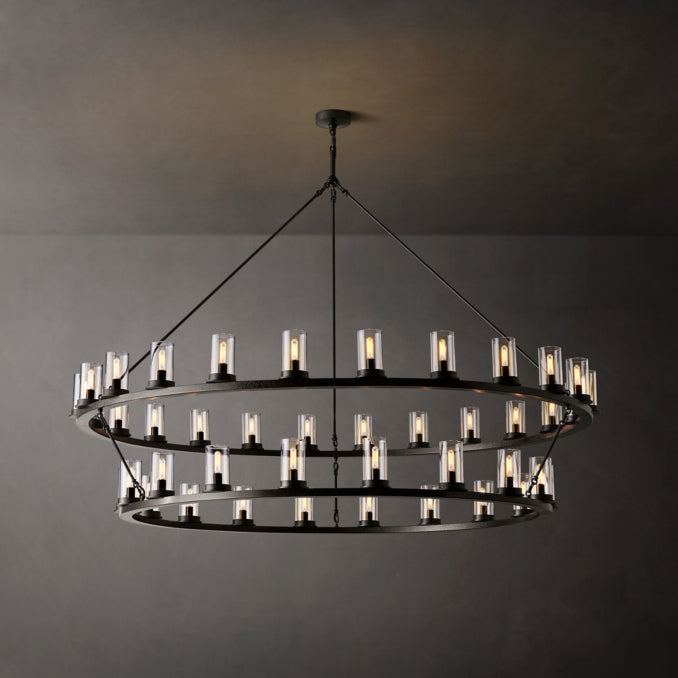 Artisan Ondra Round Two-Tier Clear Glass Chandelier