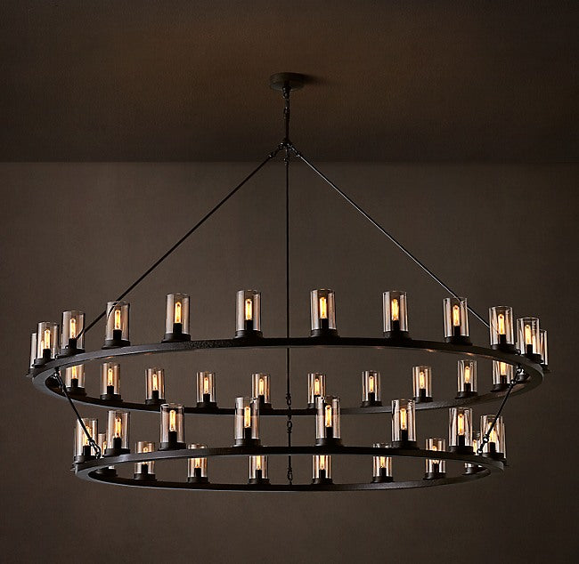 Ondra Round Two-Tier Clear Glass Chandelier