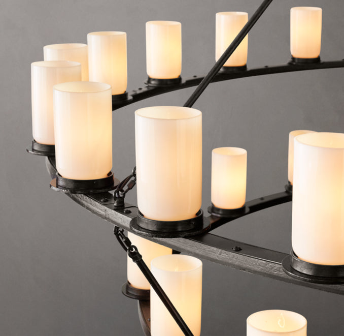 Artisan Ondra Round Two-Tier Milk Glass Chandelier