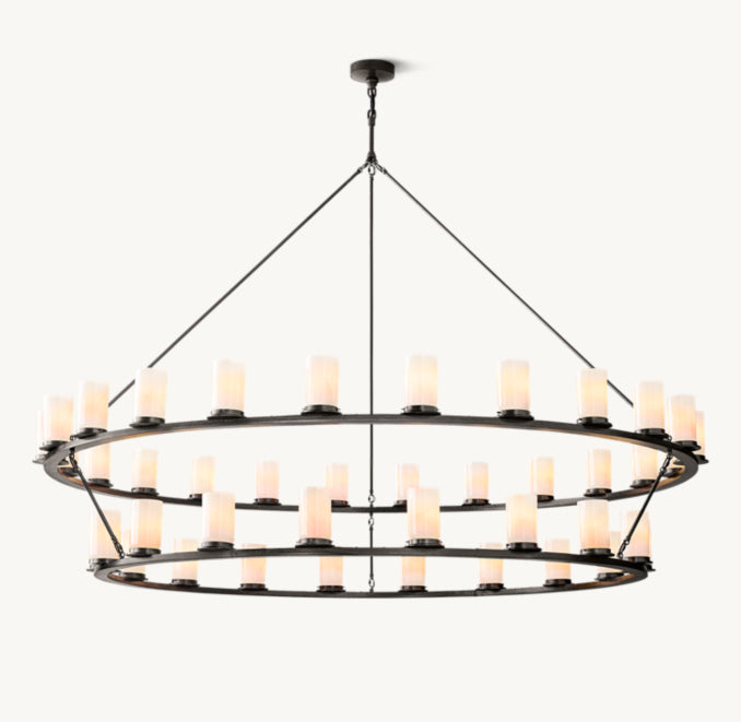 Artisan Ondra Round Two-Tier Milk Glass Chandelier