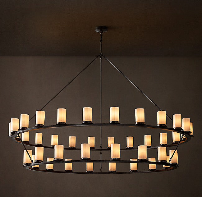 Ondra Round Two-Tier Milk Glass Chandelier