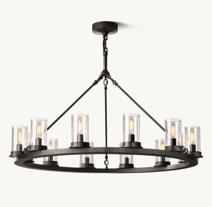 Artisan Ondra Round Clear Glass Chandelier – 36" Iron
