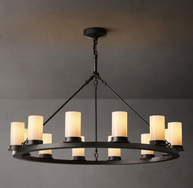 Artisan Ondra Round Milk Glass Chandelier