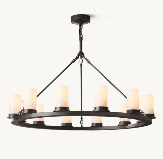 Artisan Ondra Round Milk Glass Chandelier
