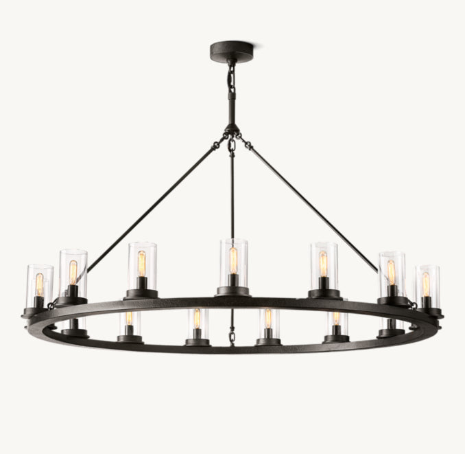 Artisan Ondra Round Clear Glass Chandelier – 48" Iron
