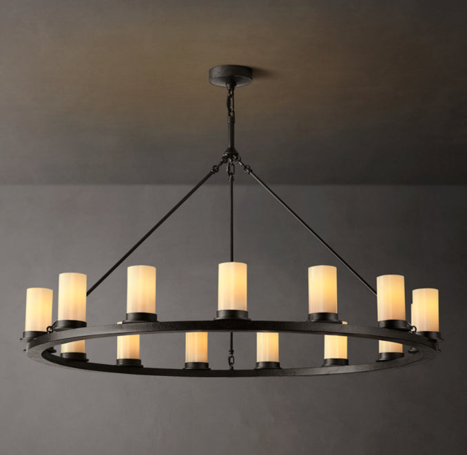 Artisan Ondra Round Milk Glass Chandelier