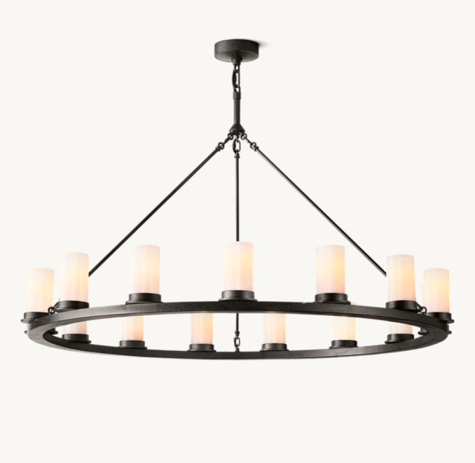 Artisan Ondra Round Milk Glass Chandelier