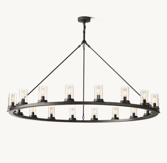 Artisan Ondra Round Clear Glass Chandelier – 60" Iron