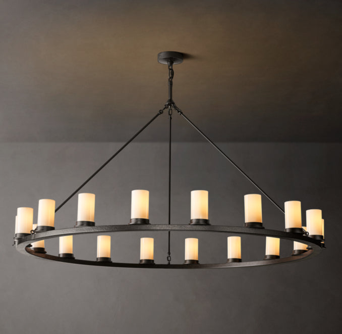 Artisan Ondra Round Milk Glass Chandelier