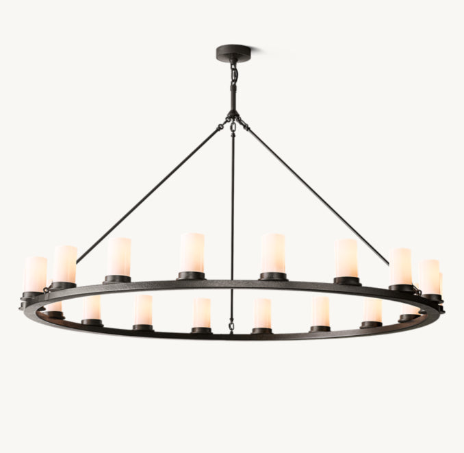 Artisan Ondra Round Milk Glass Chandelier