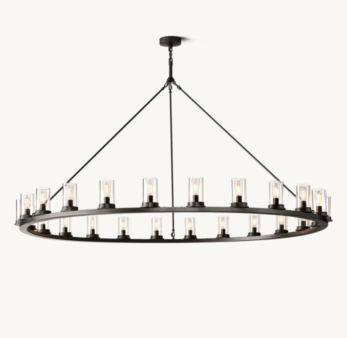 Artisan Ondra Round Clear Glass Chandelier – 72" Iron
