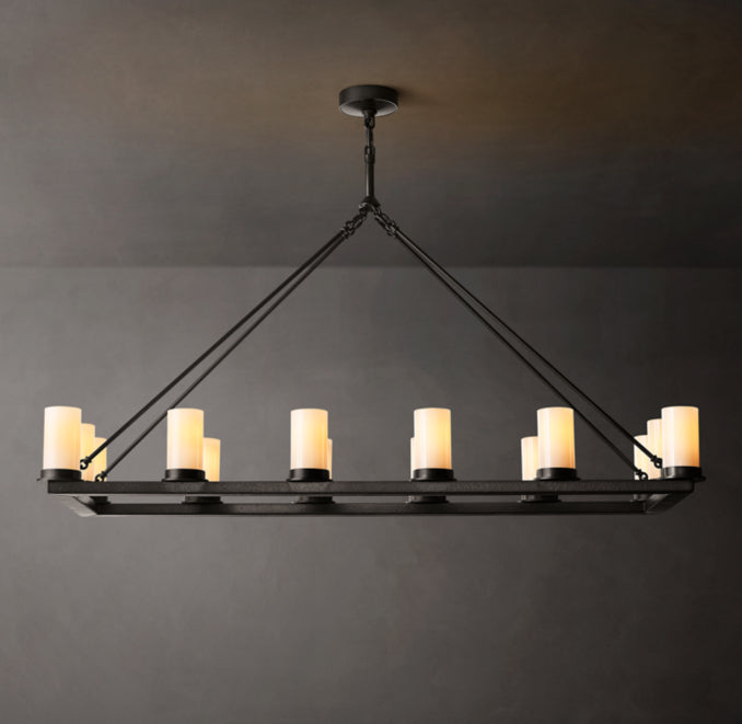 Artisan Ondra Linear Milk Glass Chandelier