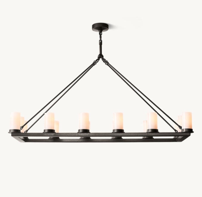 Artisan Ondra Linear Milk Glass Chandelier