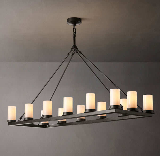 Artisan Ondra Linear Milk Glass Chandelier