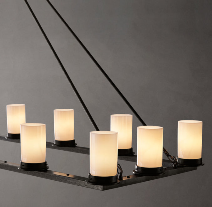 Artisan Ondra Linear Milk Glass Chandelier
