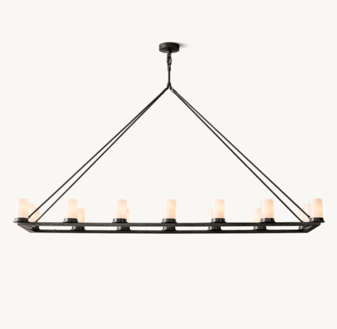 Artisan Ondra Linear Milk Glass Chandelier