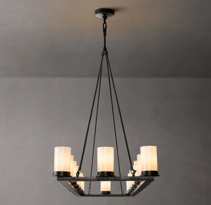 Artisan Ondra Linear Milk Glass Chandelier