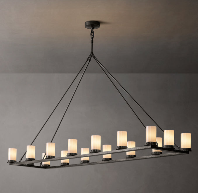 Artisan Ondra Linear Milk Glass Chandelier