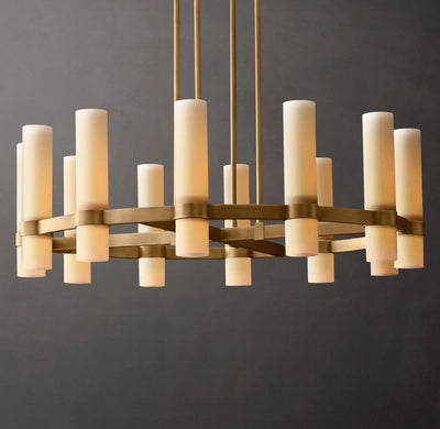 Artisan Ravelle Round Milk Glass Chandelier – 36"