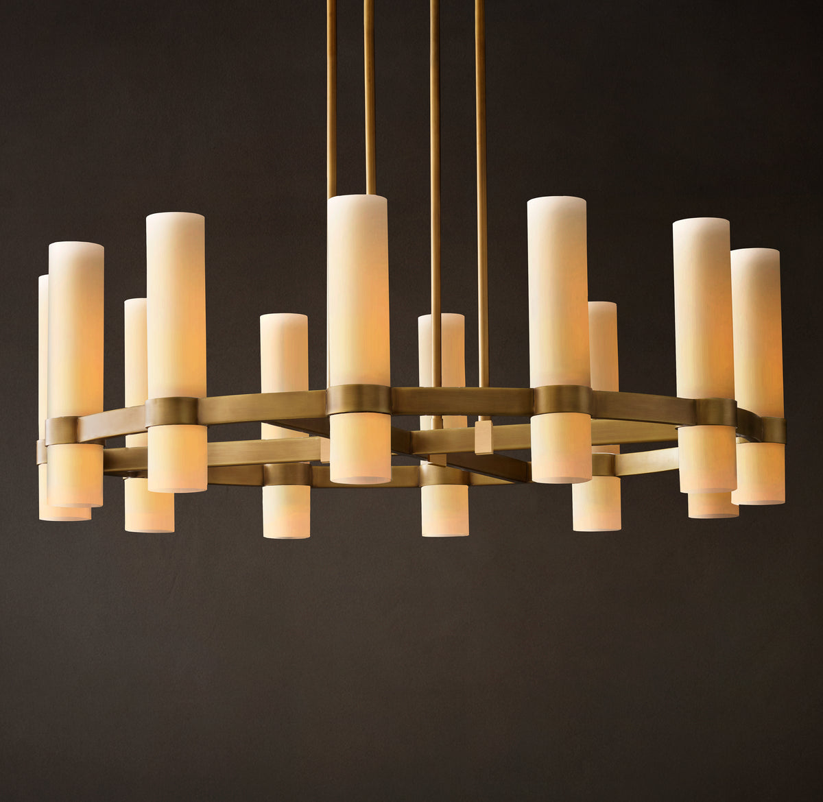 Artisan Ravelle Round Milk Glass Chandelier – 36"