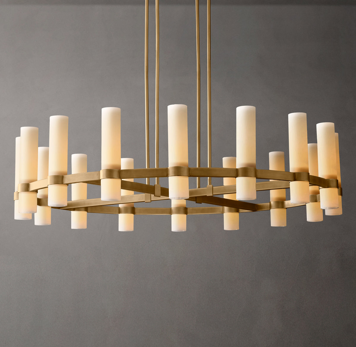 Artisan Ravelle Round Milk Glass Chandelier – 48"