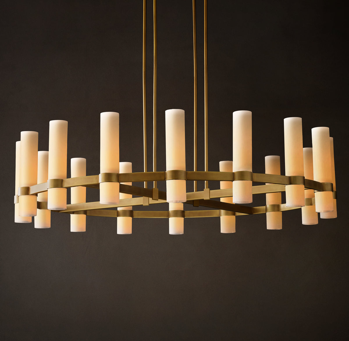 Artisan Ravelle Round Milk Glass Chandelier – 48"