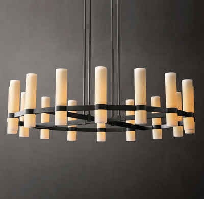 Artisan Ravelle Round Milk Glass Chandelier – 48"