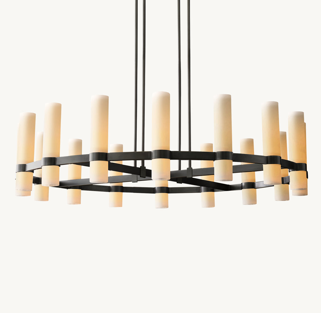 Artisan Ravelle Round Milk Glass Chandelier, alternate view