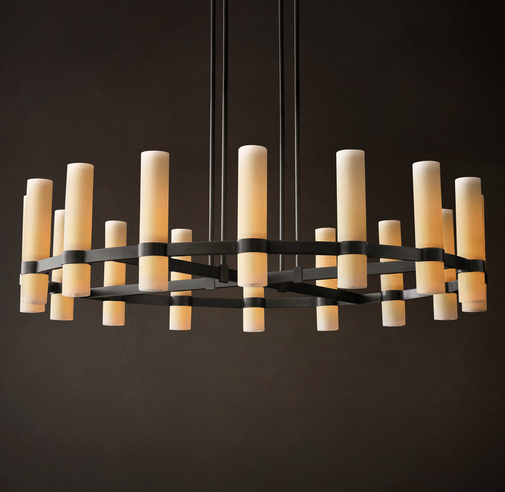 Artisan Ravelle Round Milk Glass Chandelier – 48"