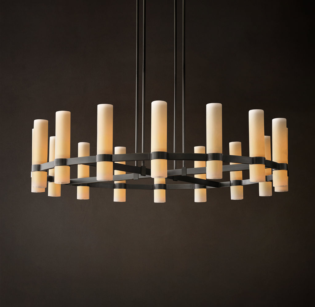 Artisan Ravelle Round Milk Glass Chandelier – 48"