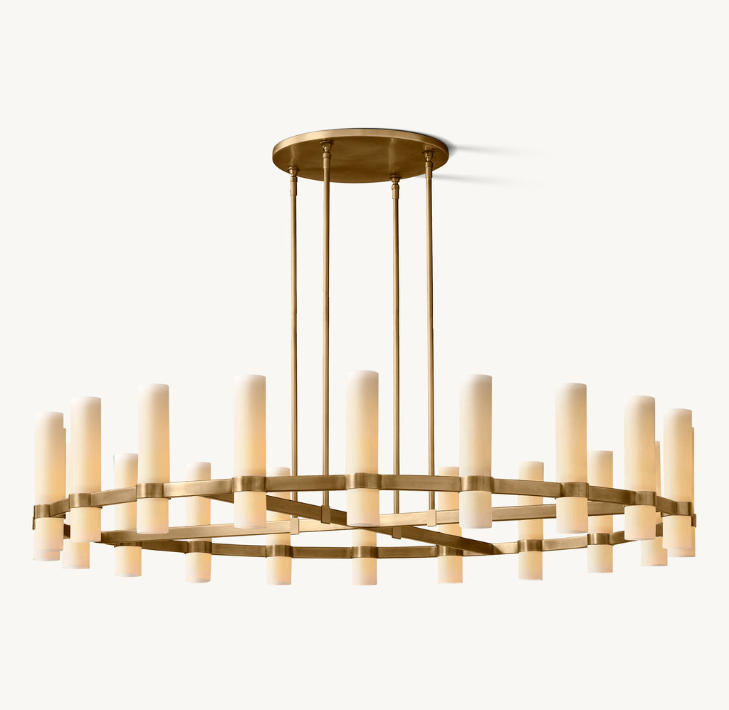 Artisan Ravelle Round Milk Glass Chandelier, alternate view