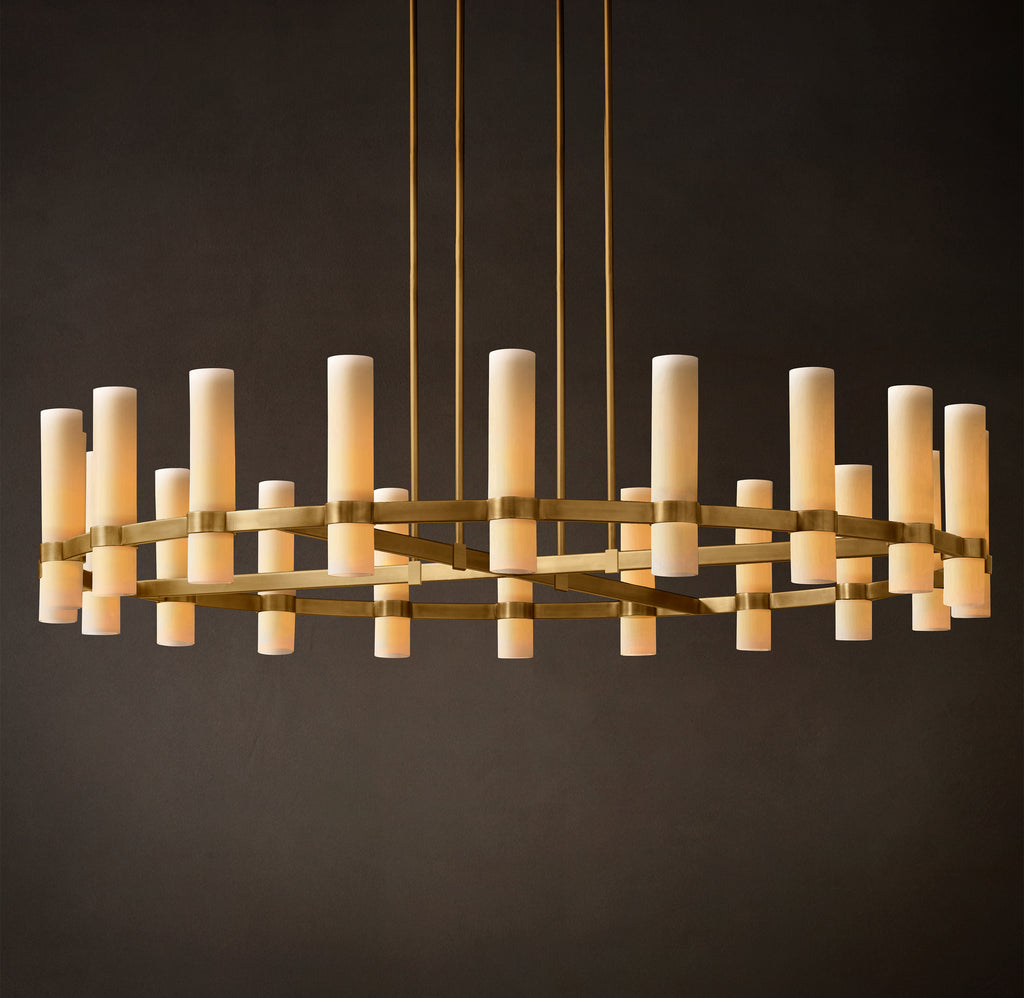 Artisan Ravelle Round Milk Glass Chandelier – 60"